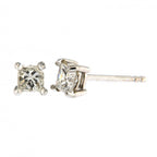 18ct White Gold Diamond Princess Cut Single Stone Earrings 0.30