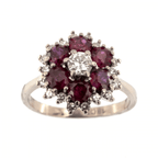 18ct White Gold Ruby & Diamond Cluster Ring