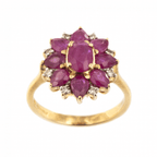 9ct Yellow Gold Ruby & Diamond Cluster Ring