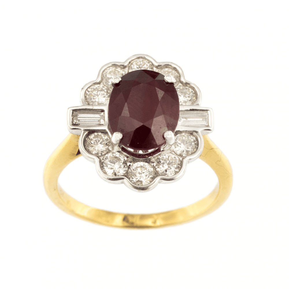 Ruby & Diamond 18ct Yellow Gold Cluster Ring