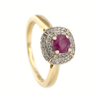 9ct Yellow Gold Ruby & Diamond Cluster Ring