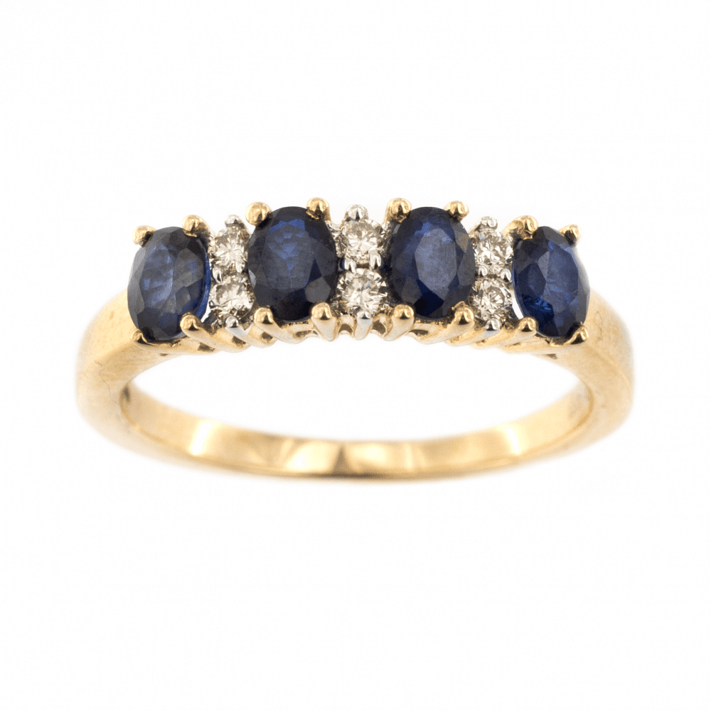 9ct Yellow Gold Sapphire & Diamond 1/2 ET Ring