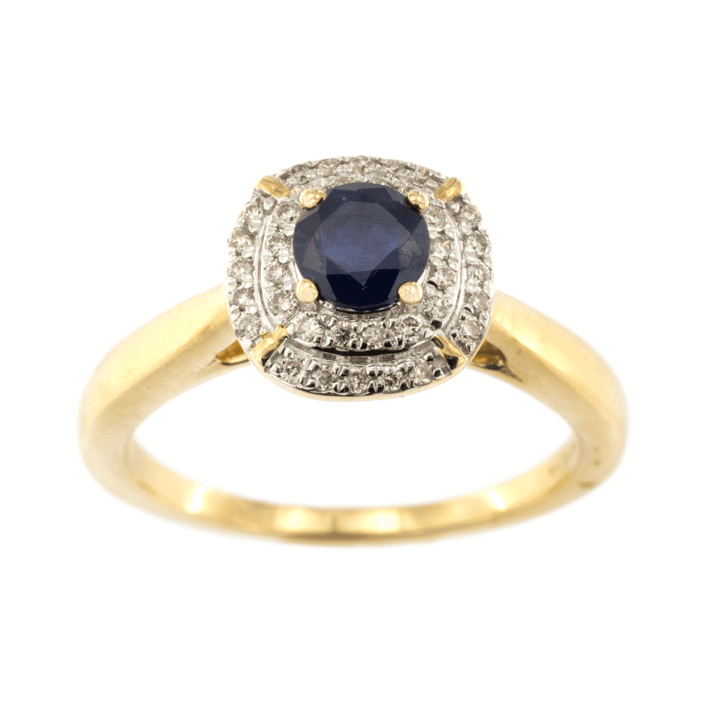 9ct Yellow Gold Sapphire & Diamond Cluster
