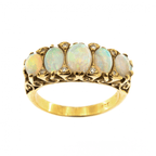 18ct Yellow Gold 5 Stone Opal & Diamond Ring
