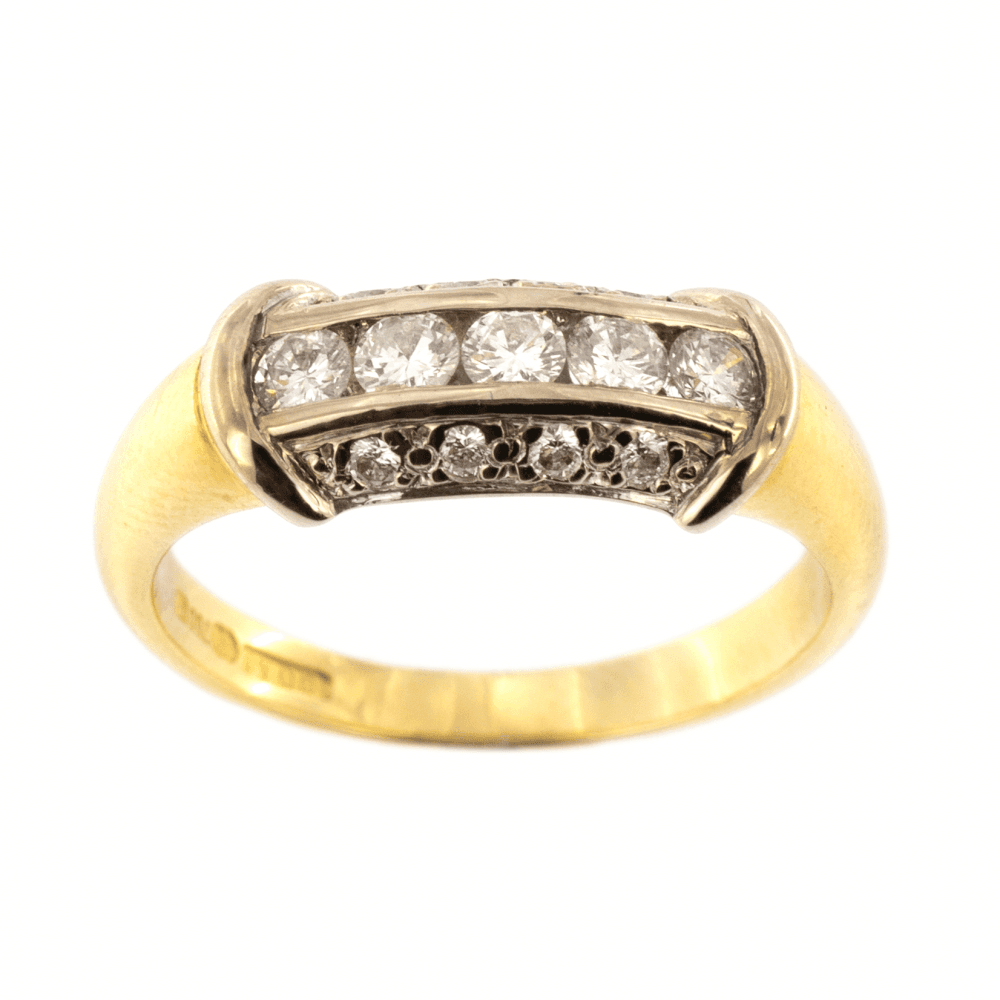 18ct Yellow Gold Diamond 21 Stone 0.75ct Fancy Ring