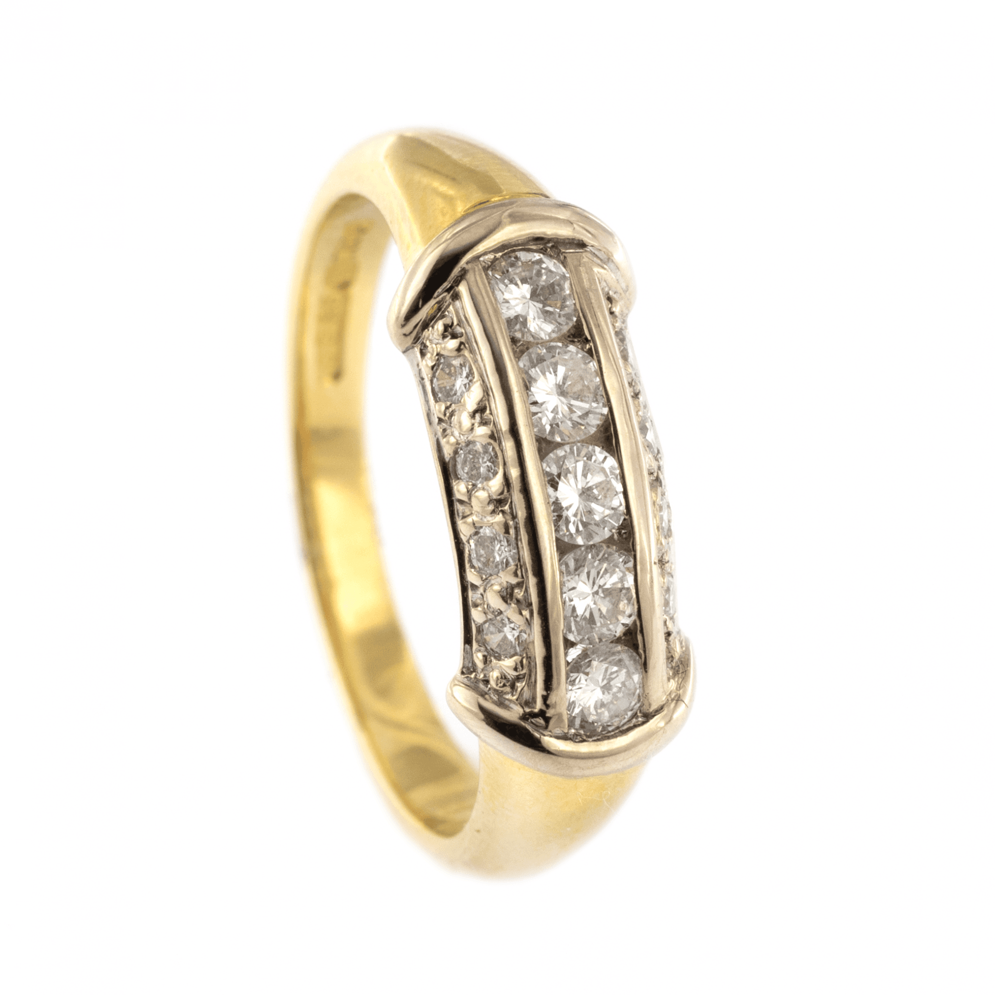18ct Yellow Gold Diamond 21 Stone 0.75ct Fancy Ring