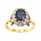18ct Yellow Gold Sapphire & Diamond Cluster Ring