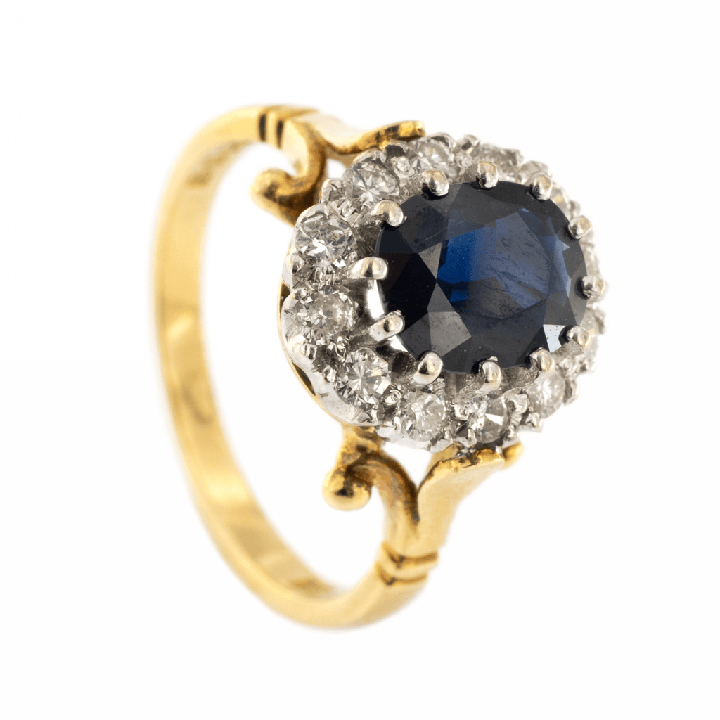 18ct Yellow Gold Sapphire & Diamond Cluster Ring
