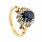 18ct Yellow Gold Sapphire & Diamond Cluster Ring
