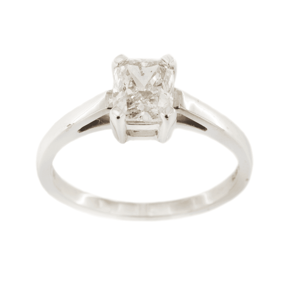 18ct White Gold Rectangular Cushion Diamond 1.01ct Single Stone