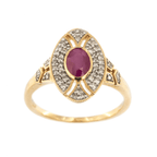 9ct Yellow Gold Ruby & Diamond Cluster Ring
