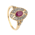 9ct Yellow Gold Ruby & Diamond Cluster Ring