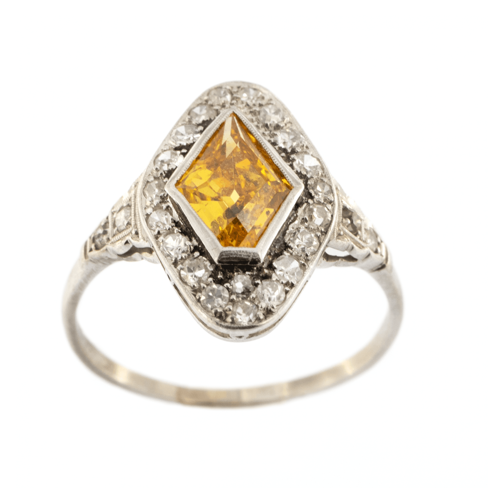 Platinum Yellow Diamond Cluster Ring 1.50ct Vivid Yellow Ring