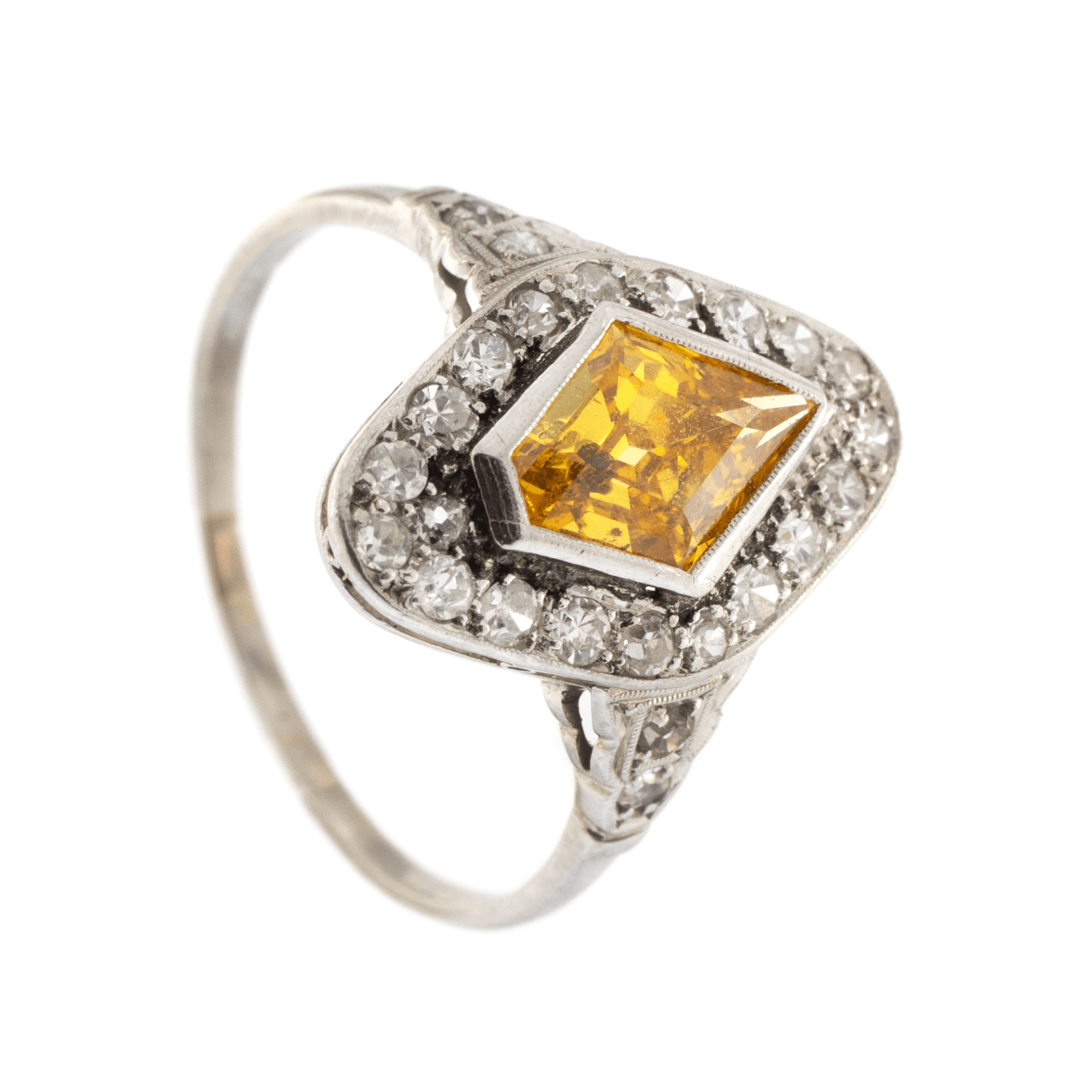 Platinum Yellow Diamond Cluster Ring 1.50ct Vivid Yellow Ring