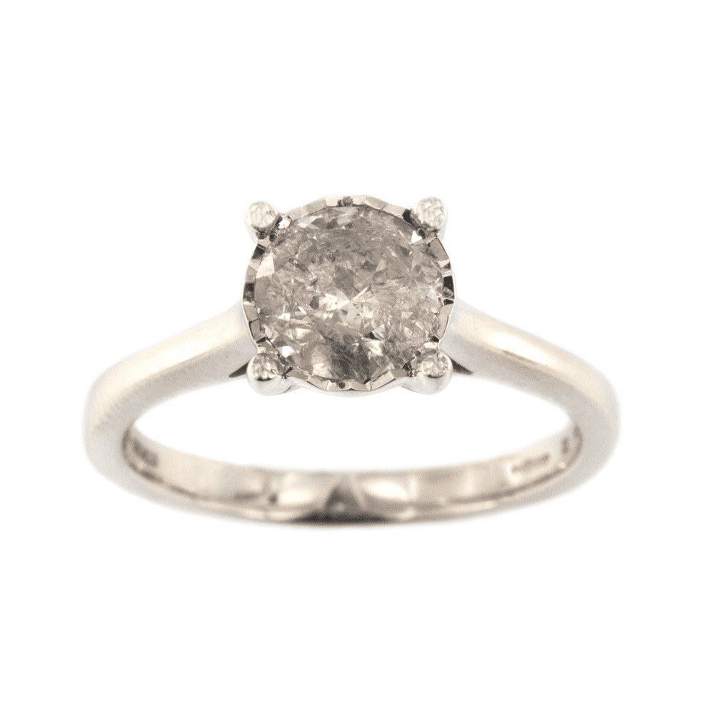 9ct White Gold Diamond 1.08ct Single Stone Ring