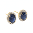 9ct Yellow Gold Sapphire & Diamond Cluster Studs