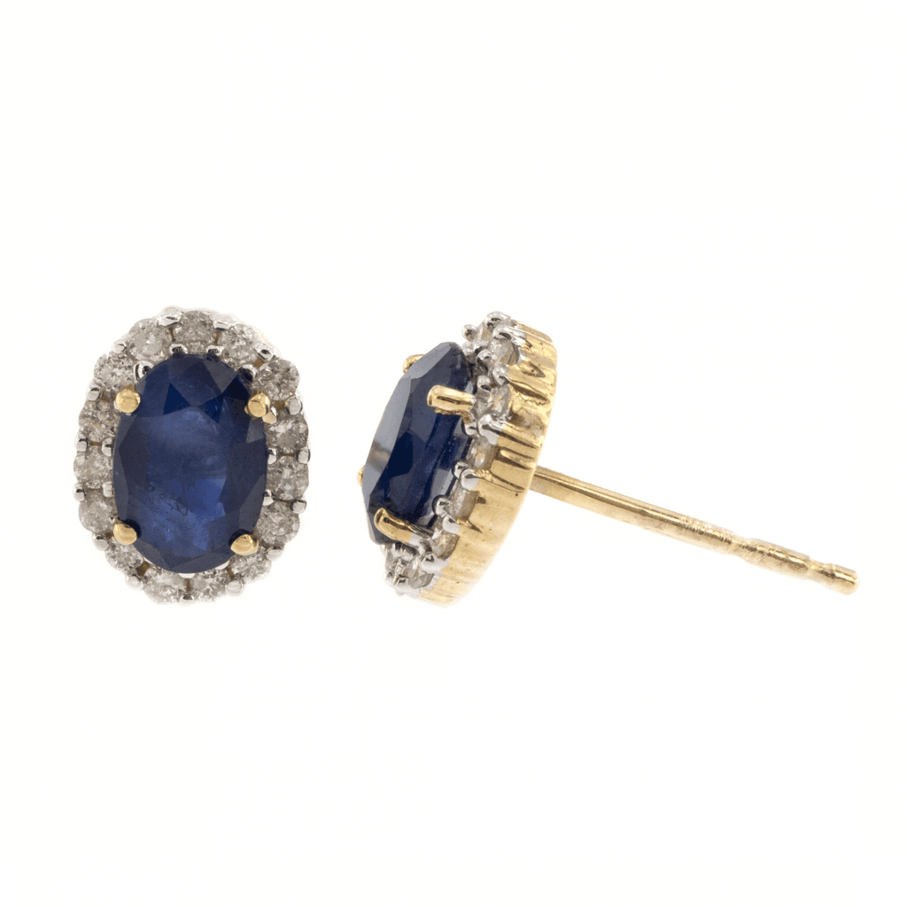 9ct Yellow Gold Sapphire & Diamond Cluster Studs