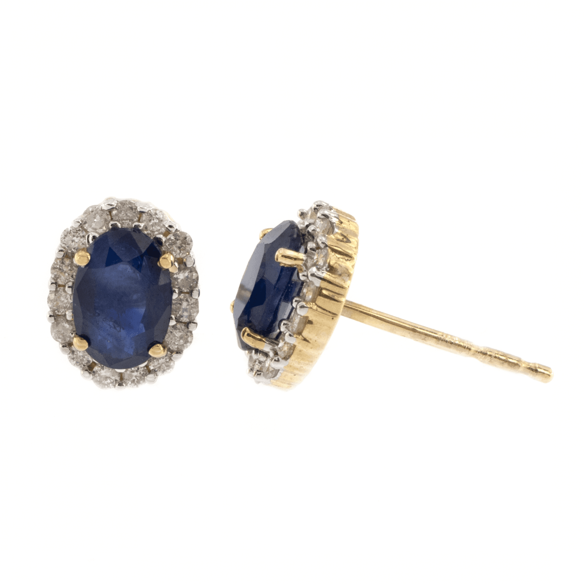 9ct Yellow Gold Sapphire & Diamond Cluster Studs