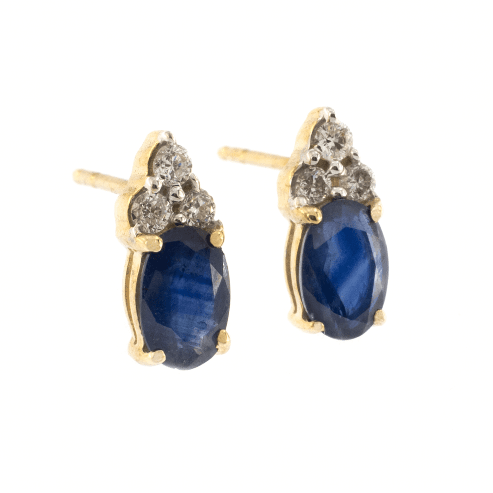 9ct Yellow Gold Sapphire & Diamond Studs