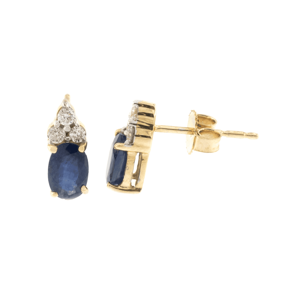 9ct Yellow Gold Sapphire & Diamond Studs