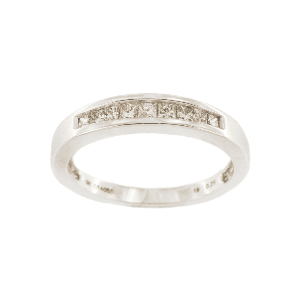 9ct White Gold Princess Channel Diamond 0.30ct 1/2 Eternity Ring