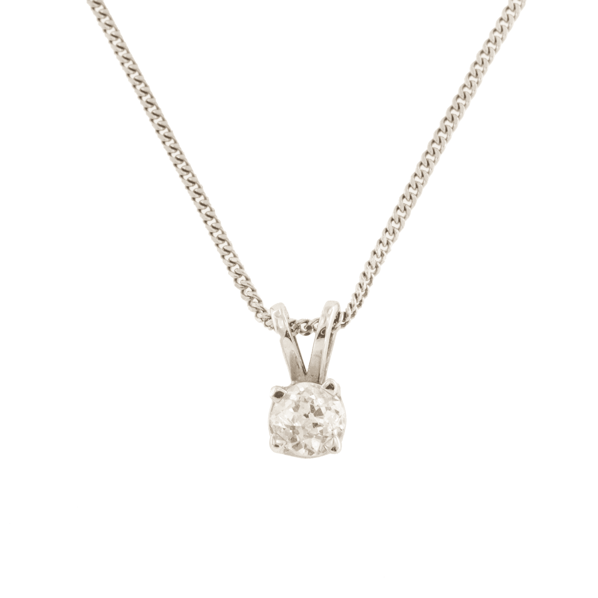 18ct White Gold Diamond Single Stone Pendant & Chain 0.30ct