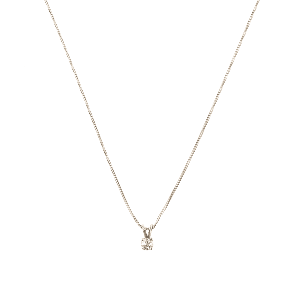 18ct White Gold Diamond Single Stone Pendant & Chain 0.30ct