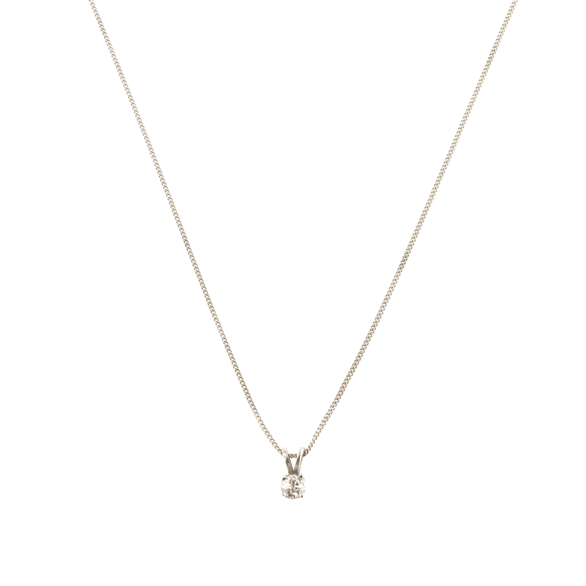 18ct White Gold Diamond Single Stone Pendant & Chain 0.30ct