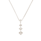 9ct White Gold Diamond 3 Stone Pendant & Chain