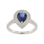 18ct White Gold Sapphire & Diamond Pear Shape Cluster