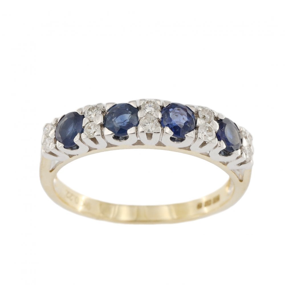 9ct Yellow Gold Sapphire & Diamond 1/2 Eternity