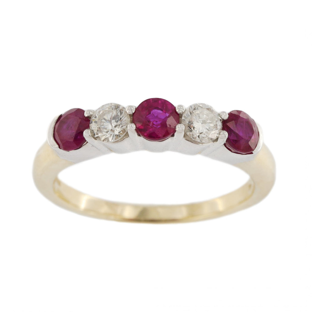 9ct Yellow Gold Ruby & Diamond 1/2 Eternity