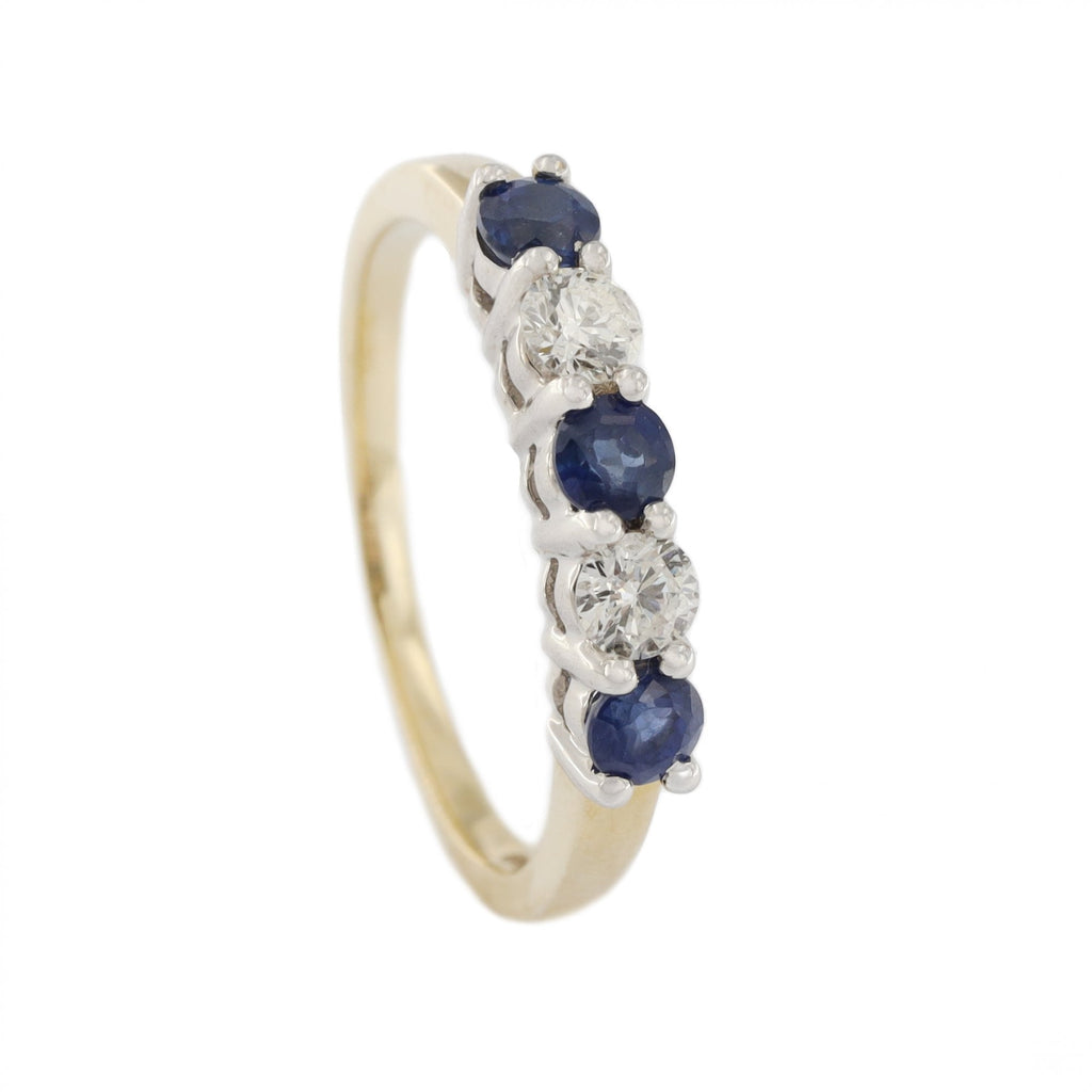 9ct Yellow Gold Sapphire & Diamond 1/2 Eternity Ring