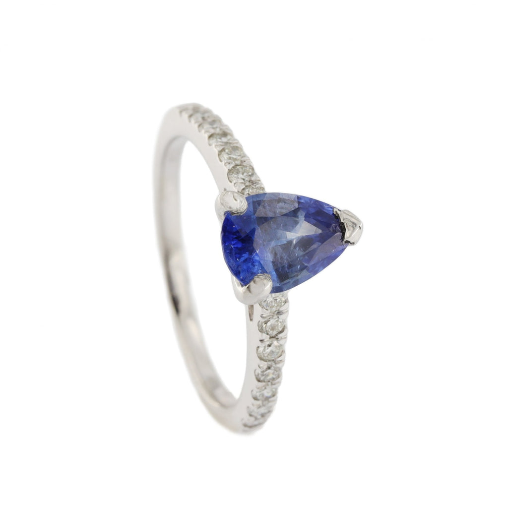 Platinum 0.75ct Sapphire & Diamond Single Stone Ring