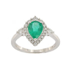 18ct White Gold Emerald 1.25ct & Diamond Cluster Ring