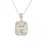 9ct White Gold Diamond Baguette Square 2.20ct Pendant & Chain