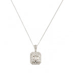 9ct White Gold Diamond Baguette Square 2.20ct Pendant & Chain