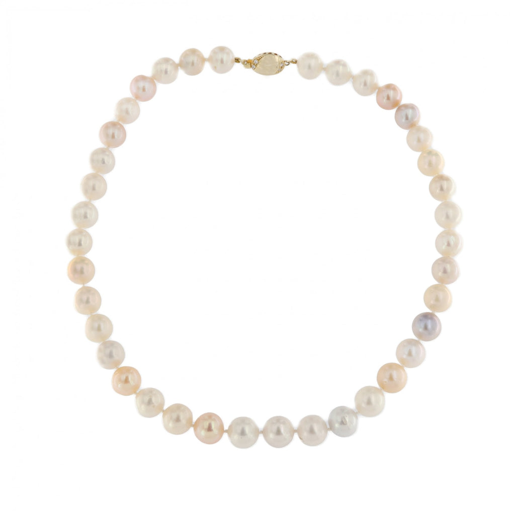 Silver Gilt Clasp Fresh Water Pearl Necklet 10.7mm 17"