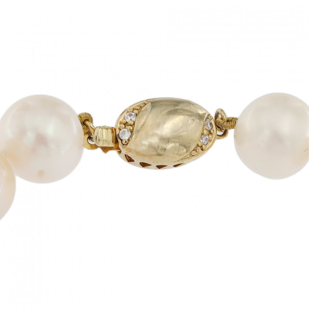 Silver Gilt Clasp Fresh Water Pearl Necklet 10.7mm 17"