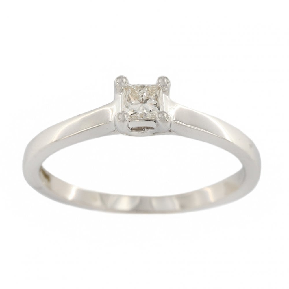 9ct White Gold Diamond Princess Cut 0.15ct Single Stone Ring