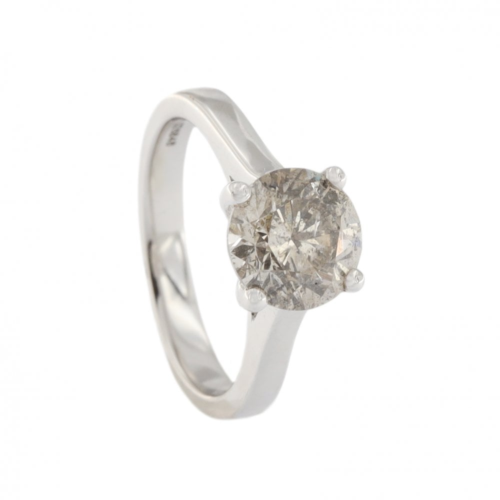 9ct White Gold Diamond 2.18ct Single Stone Ring