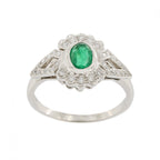 Platinum Emerald 0.60ct & Diamond Cluster Ring