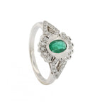 Platinum Emerald 0.60ct & Diamond Cluster Ring