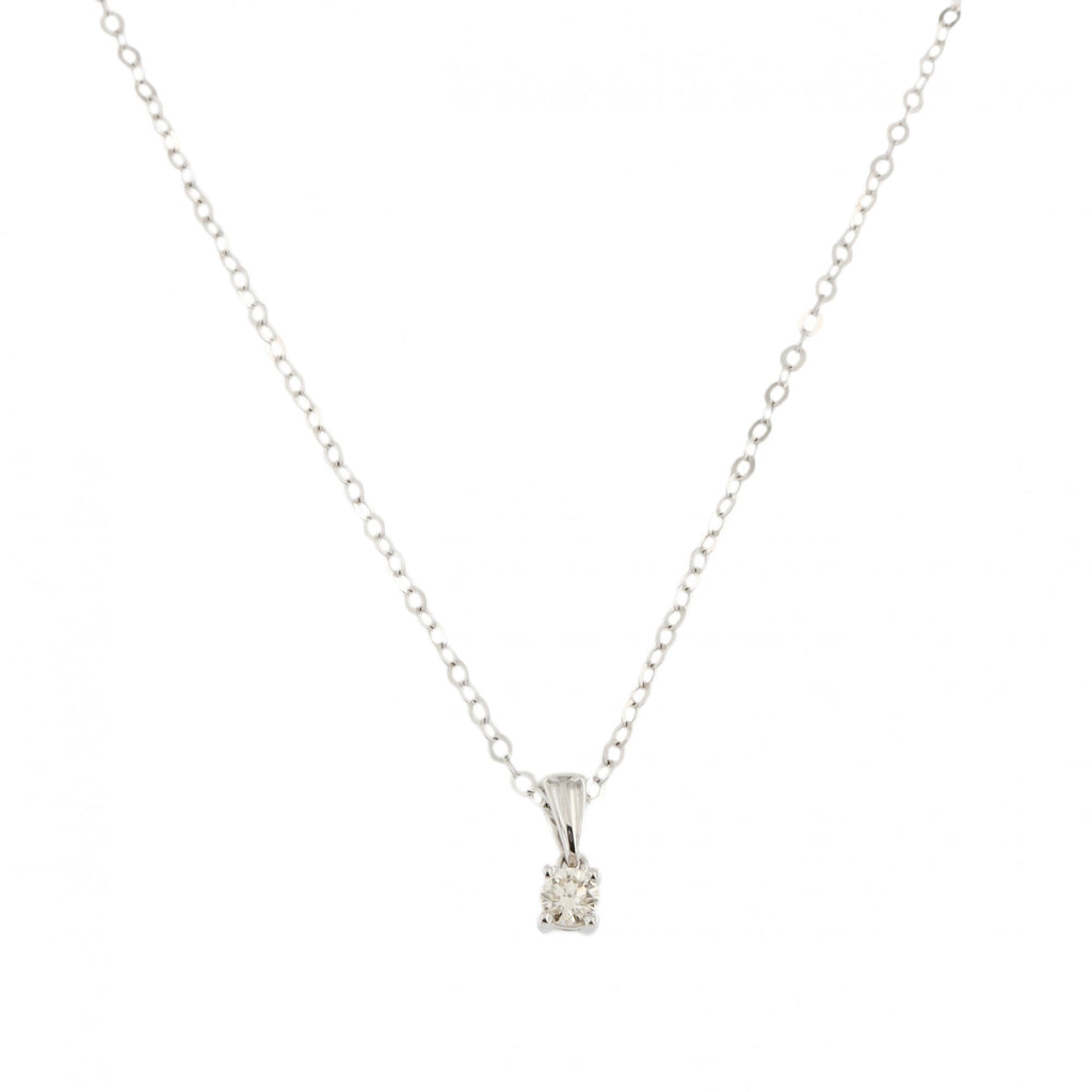 9ct White Gold Diamond Princess Cut 0.20ct Pendant & Chain