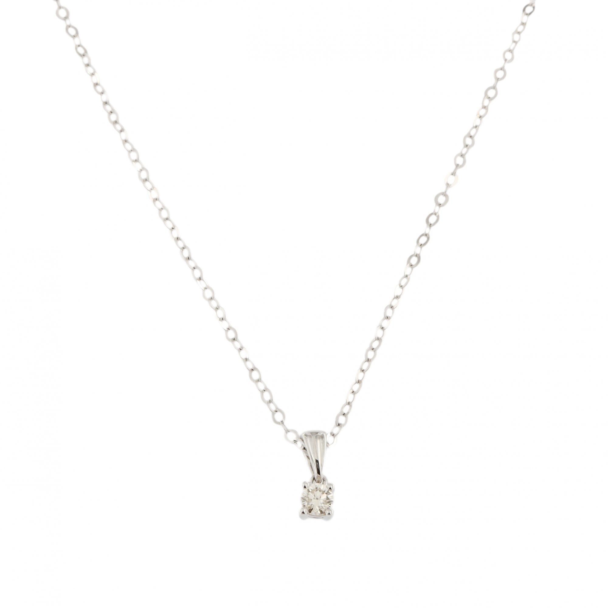 9ct White Gold Diamond Princess Cut 0.20ct Pendant & Chain