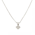 9ct White Gold Diamond Set Cluster Pendant & Chain