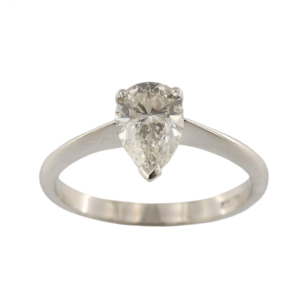 Platinum Diamond Pear 1.01ct Single Stone Ring