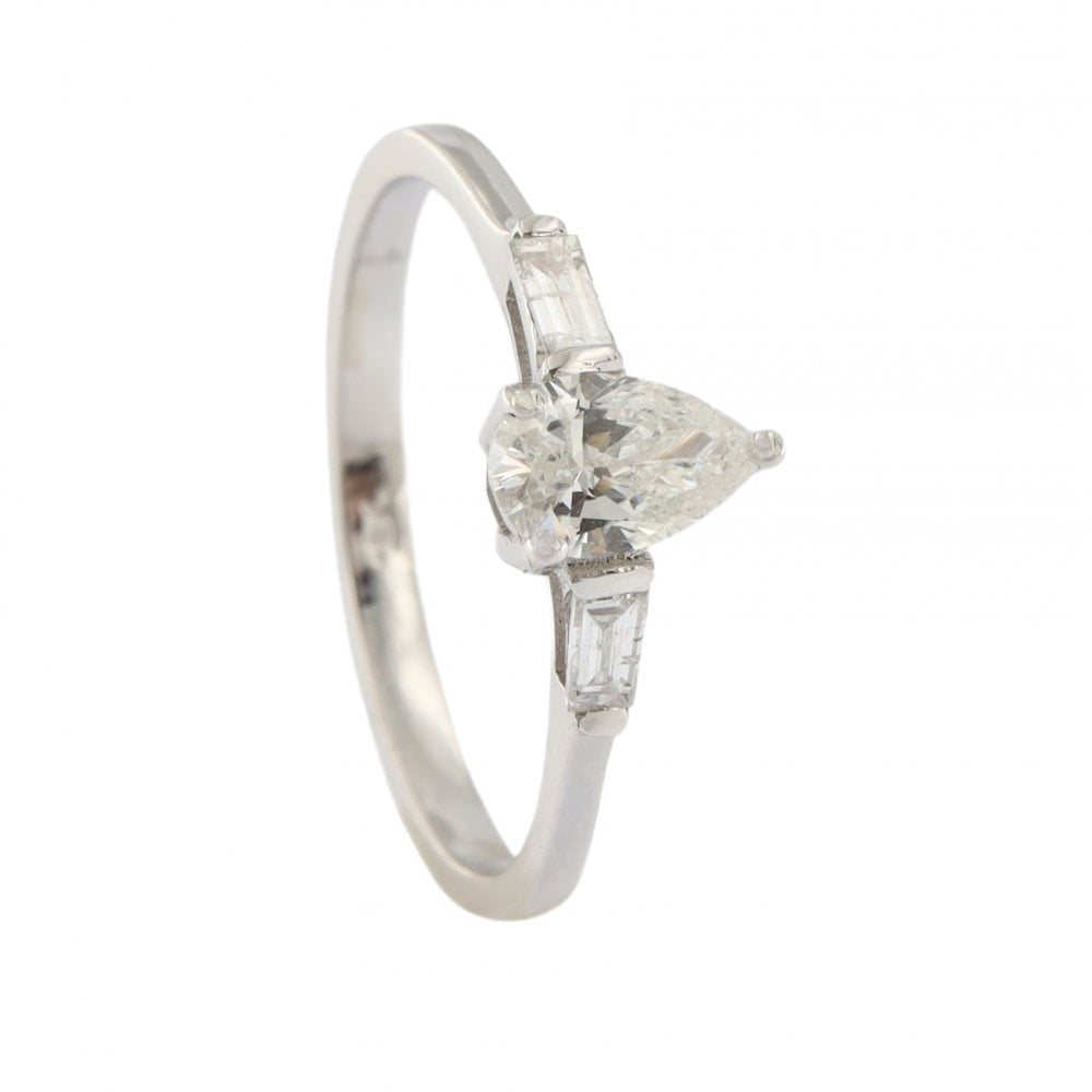 18ct White Gold Diamond Pear 0.43ct Single Stone Ring