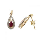 9ct Yellow Gold Ruby & Diamond Oval Drops