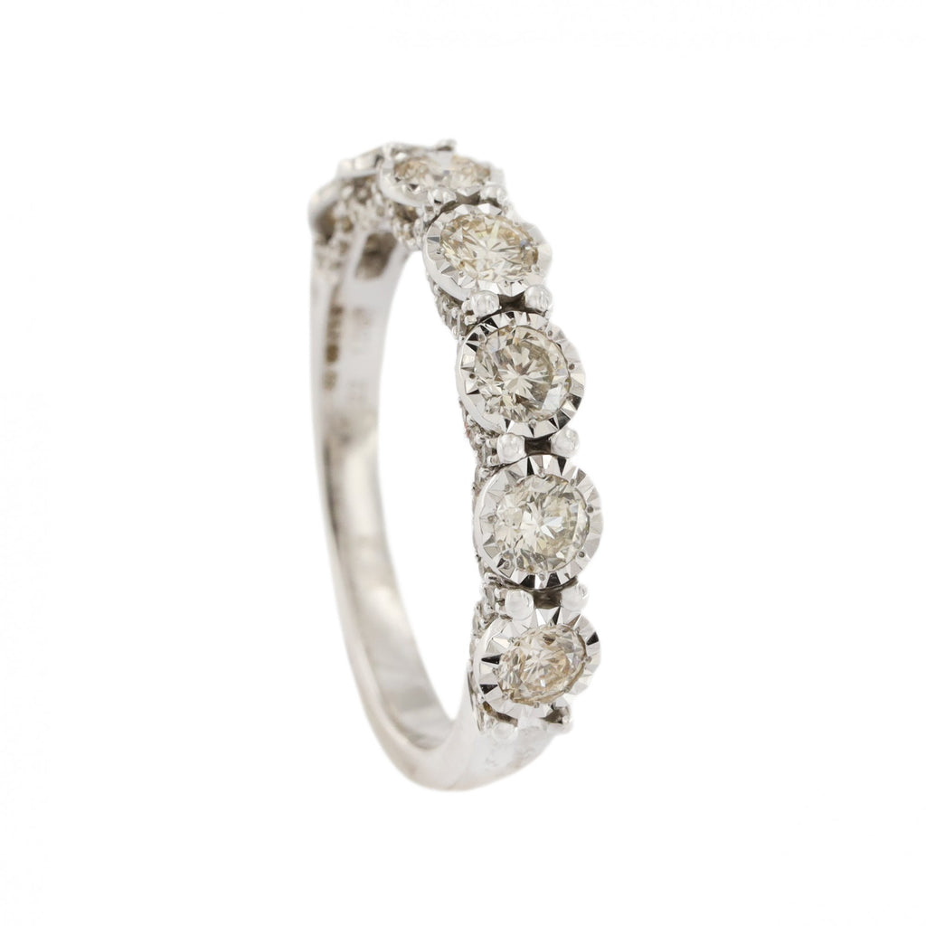 9ct White Gold Diamond 7 Stone 1.00ct 1/2 Eternity Ring